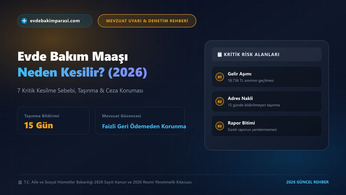 Evde Bakım Maaşı Neden Kesilir 2026 Kesilme Nedenleri ve İtiraz Rehberi